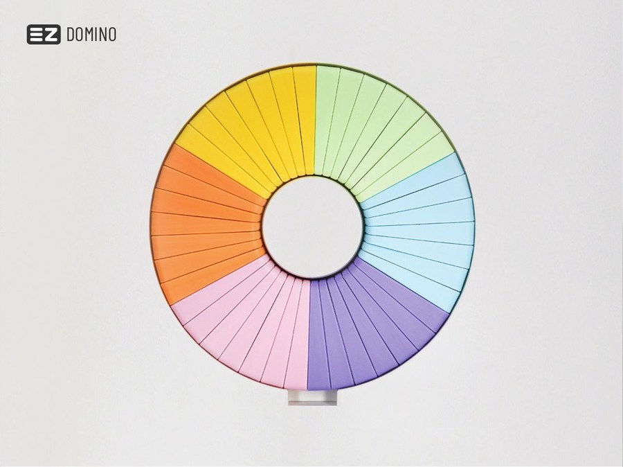 EZ Domino pieces arranged in a perfect circle showing color harmony